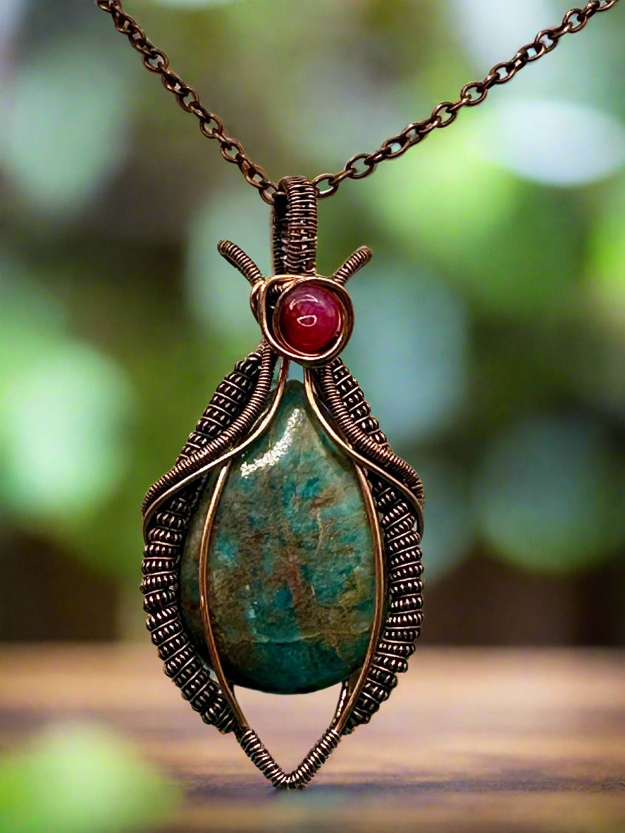 Blue Apatite in Copper Coils