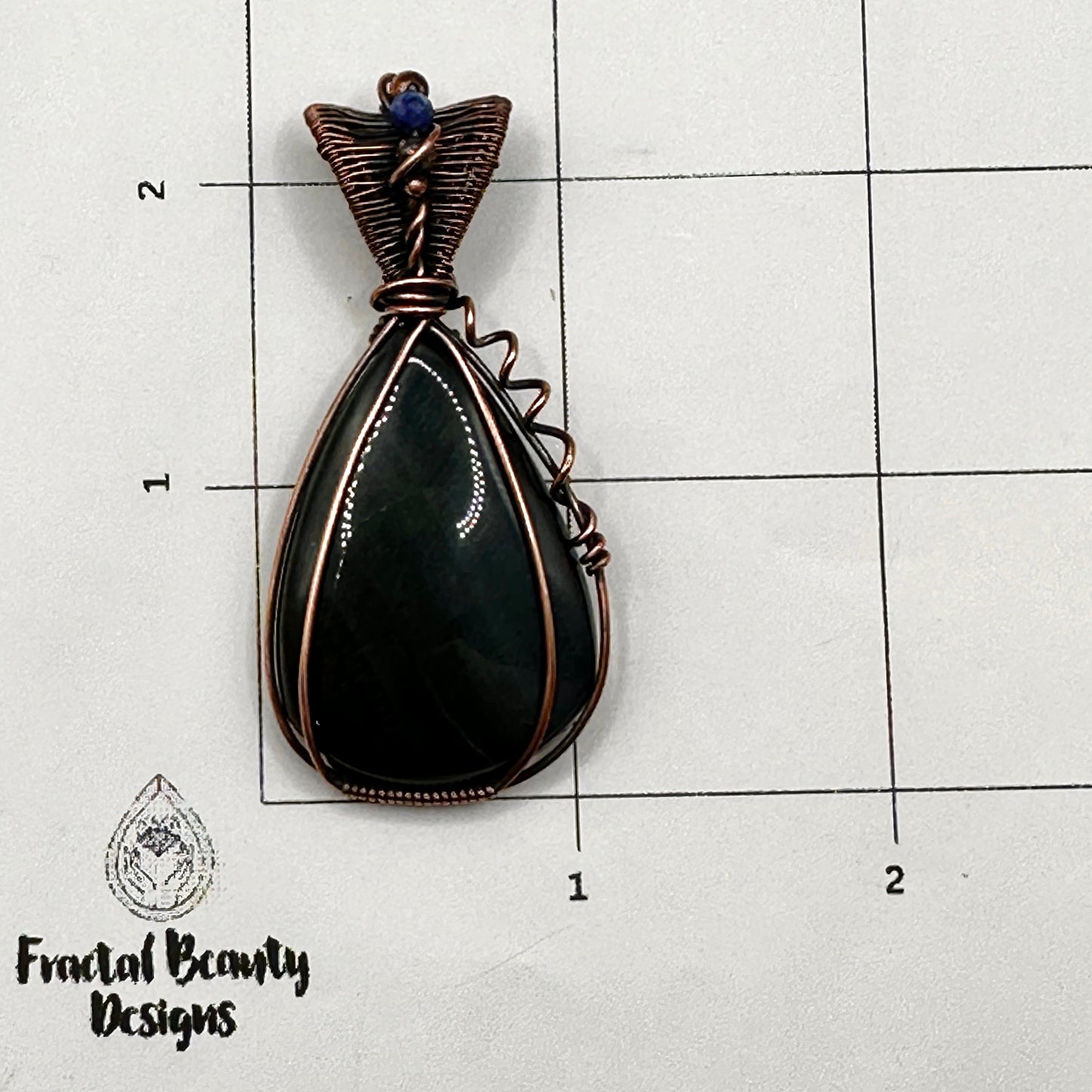 Blue Tigers Eye Pendant in Copper