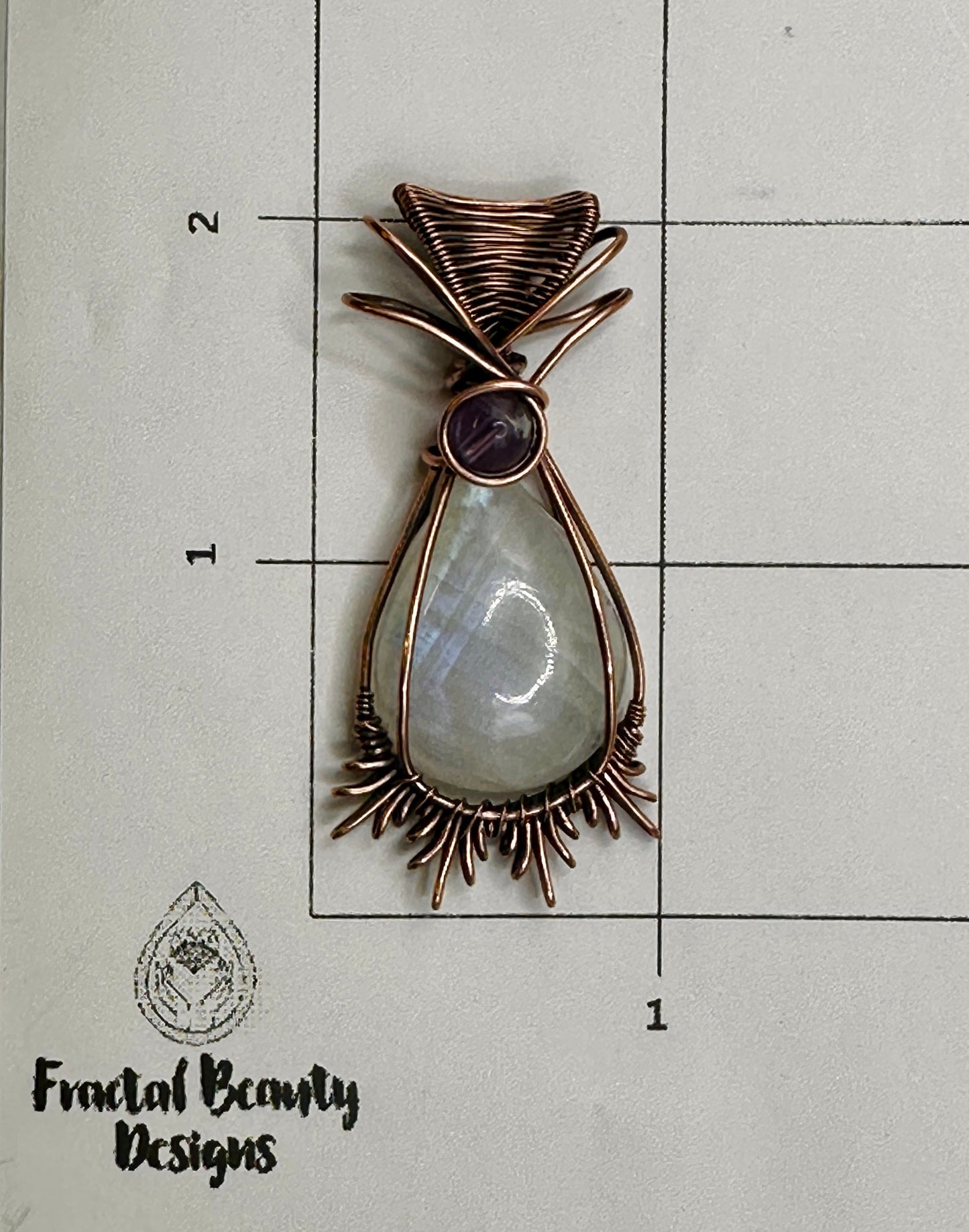Moonstone Pineapple w/ Amethyst Bead