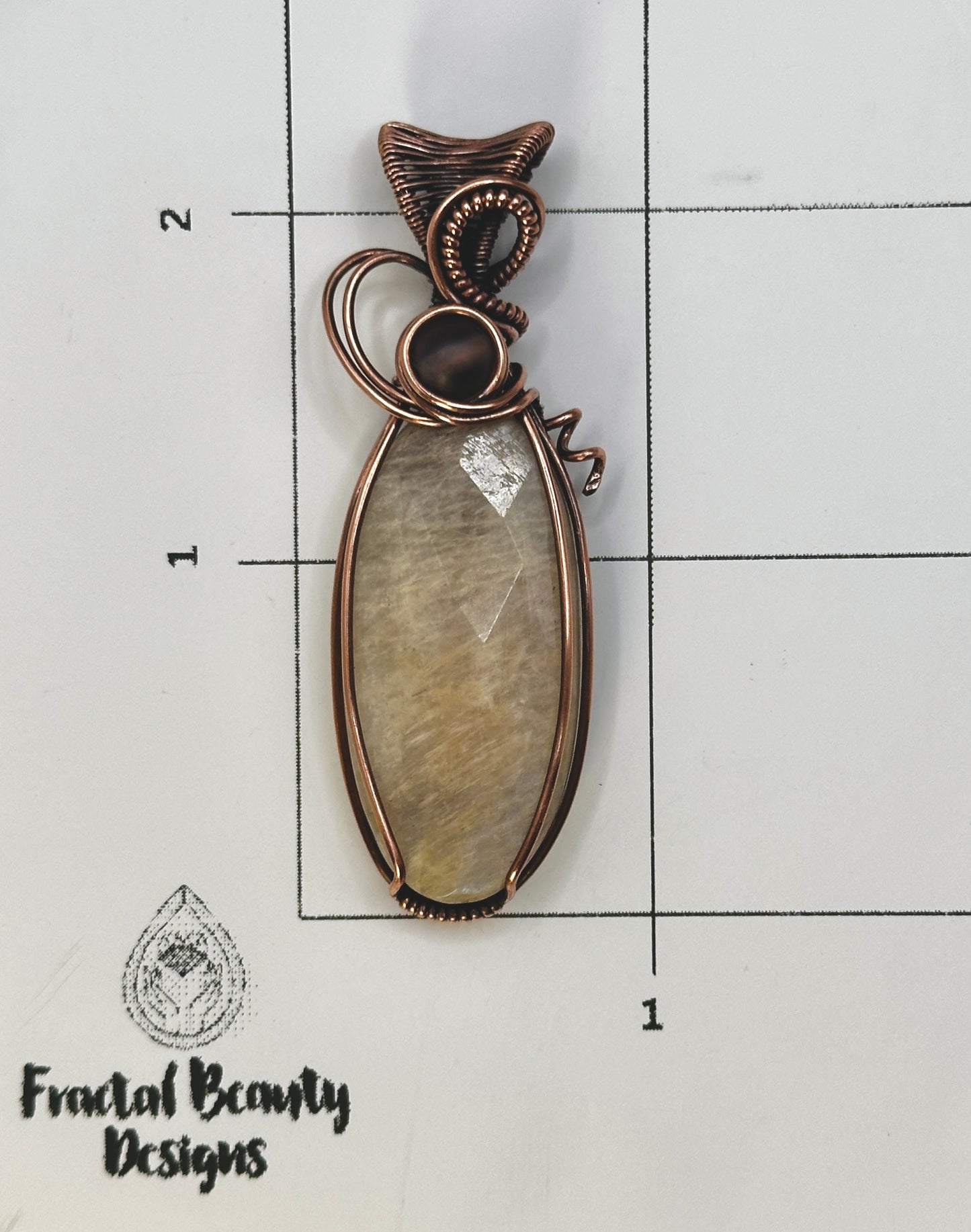 Peach Moonstone in Copper w/ Purple Bead