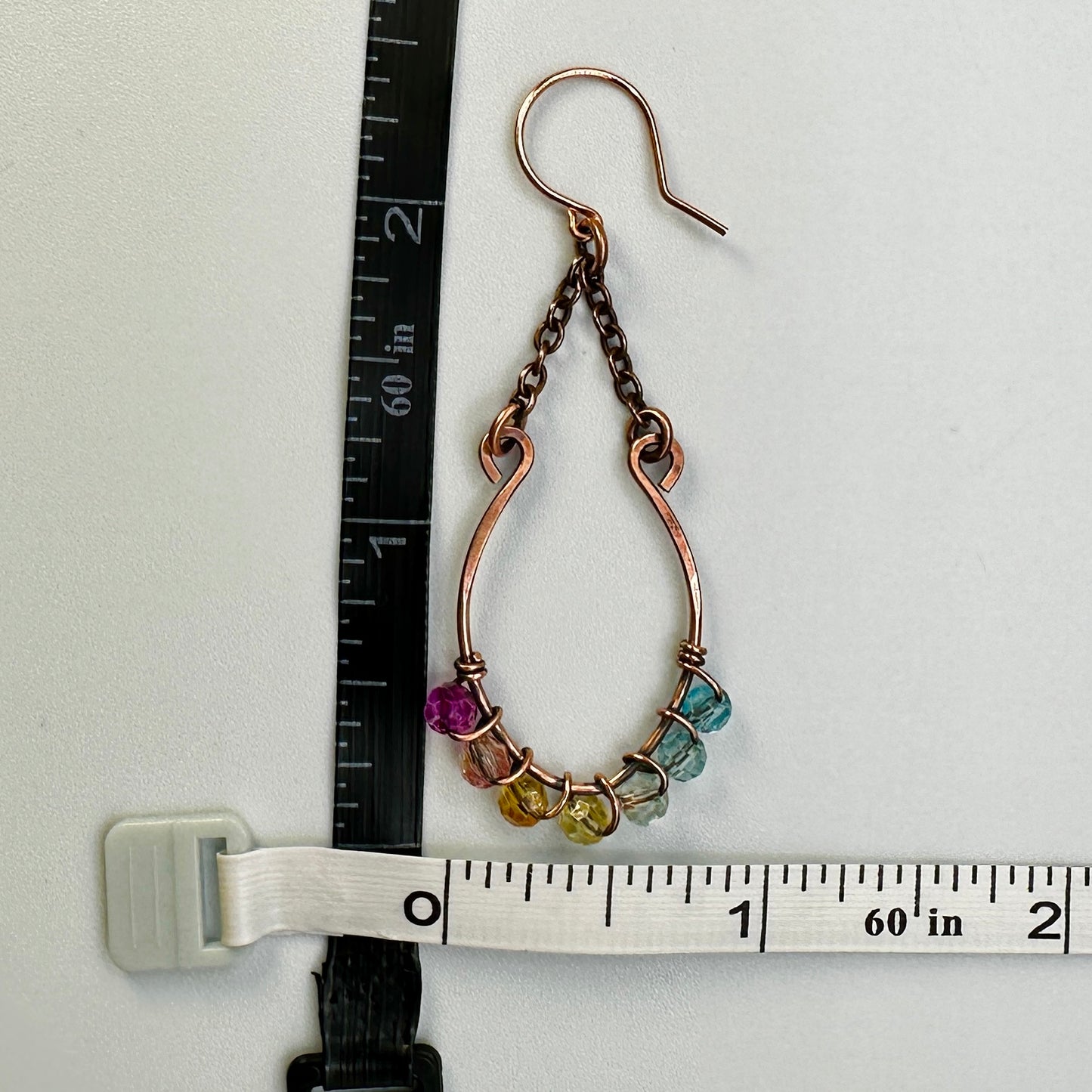 Rainbow Bead Horseshoe Earrings