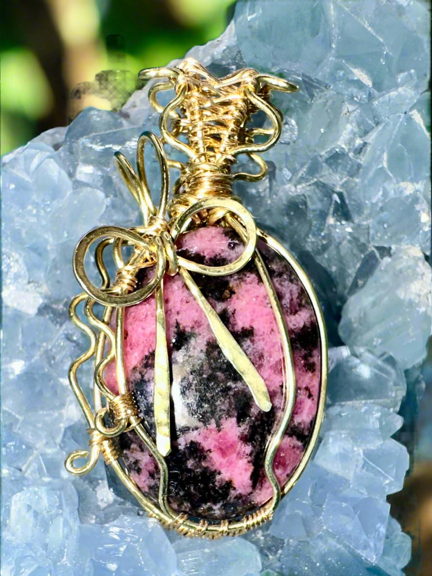 Rhodonite in Brass