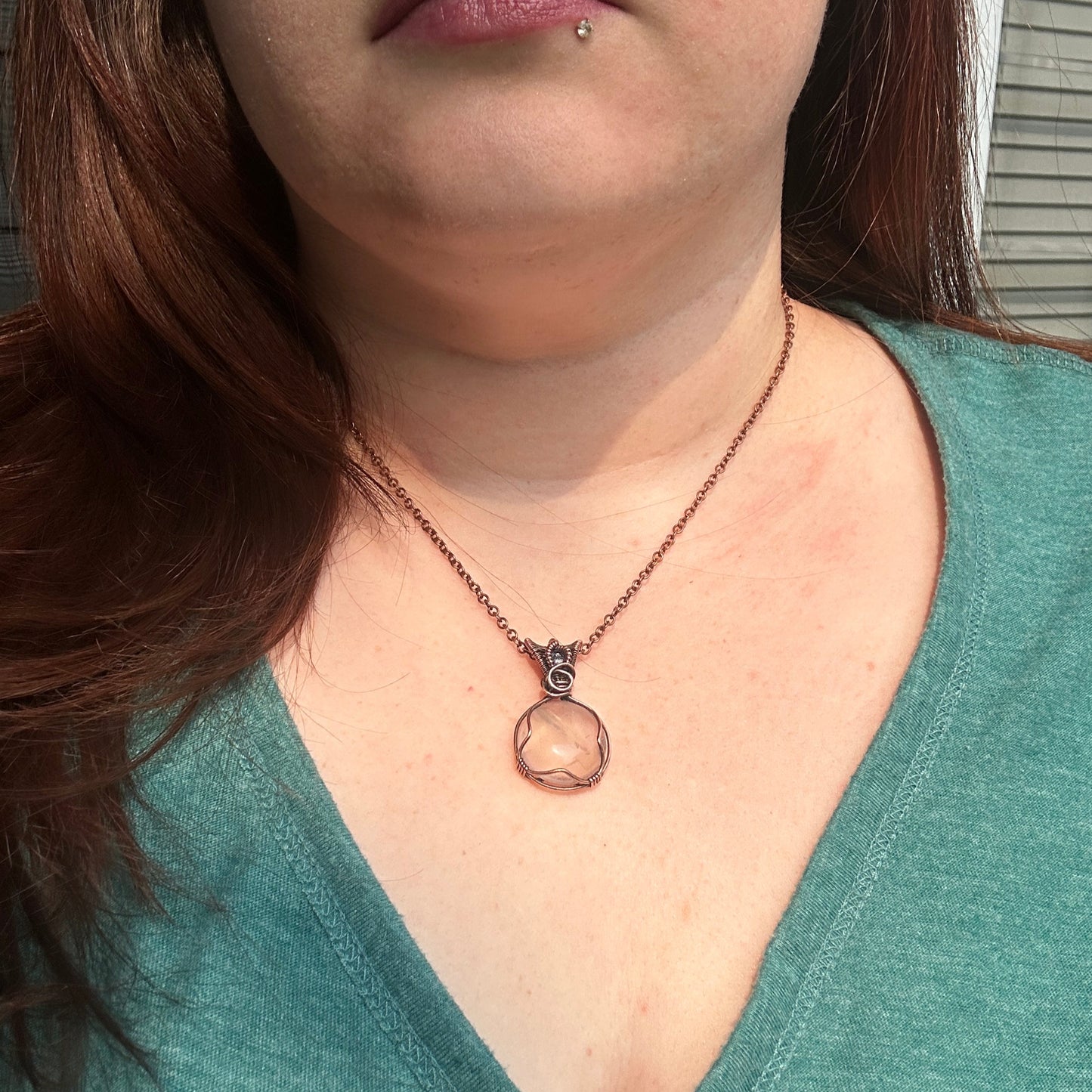 Rose Quartz w/ Tanzanite in Copper