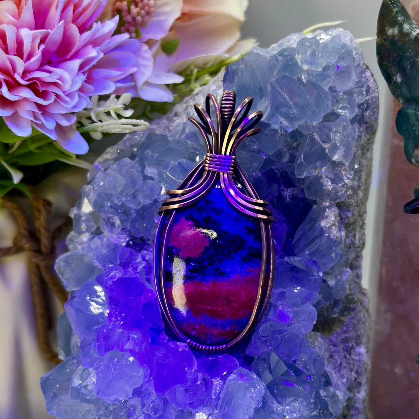Art Deco Ruby Zoisite in Copper