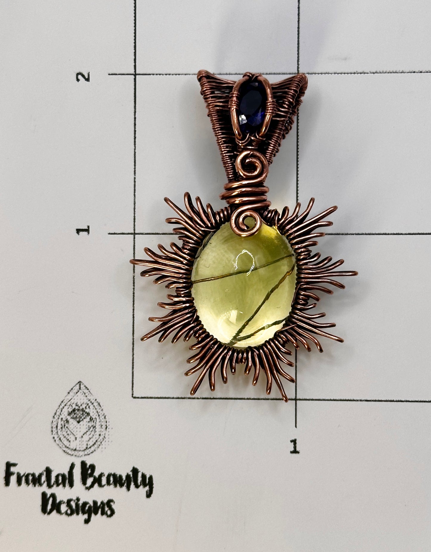Uranium Glass Sunburst Pendant in Copper