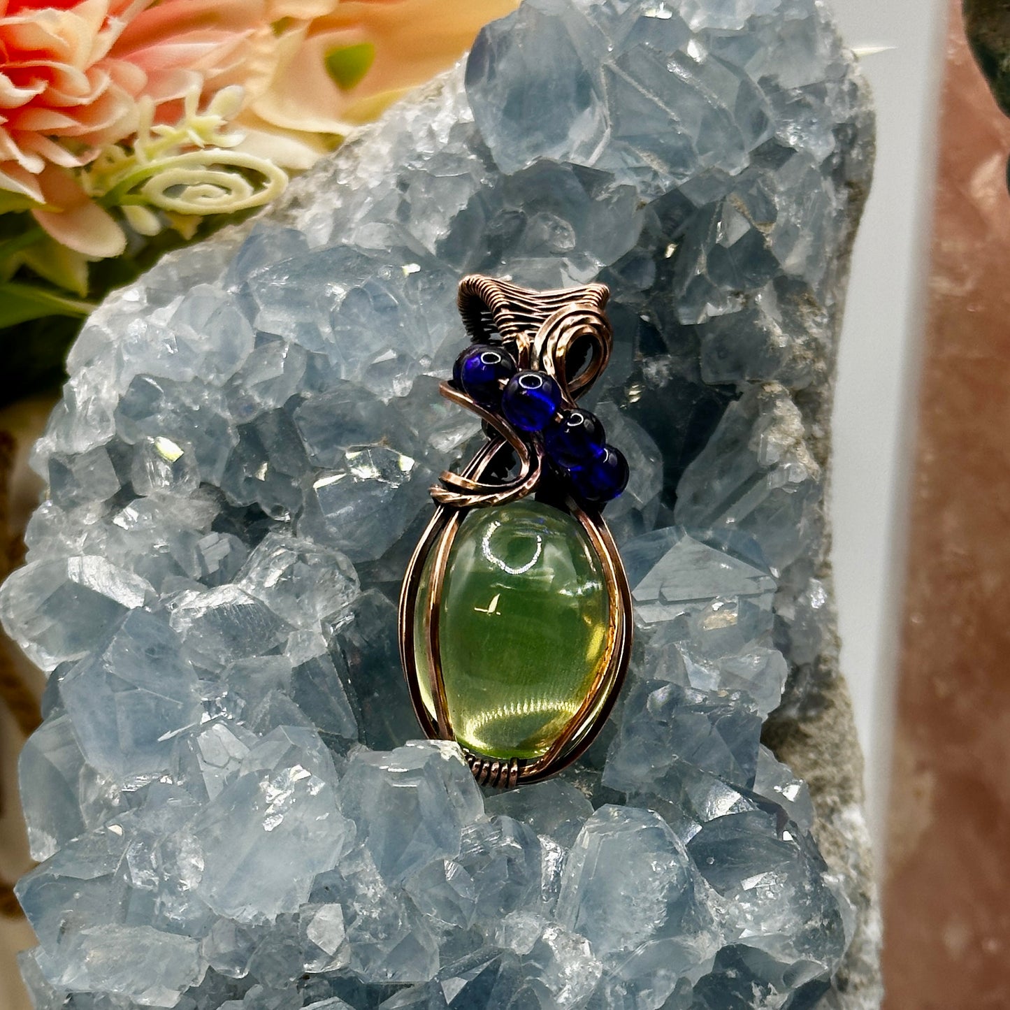 Uranium Glass Pendant in Copper