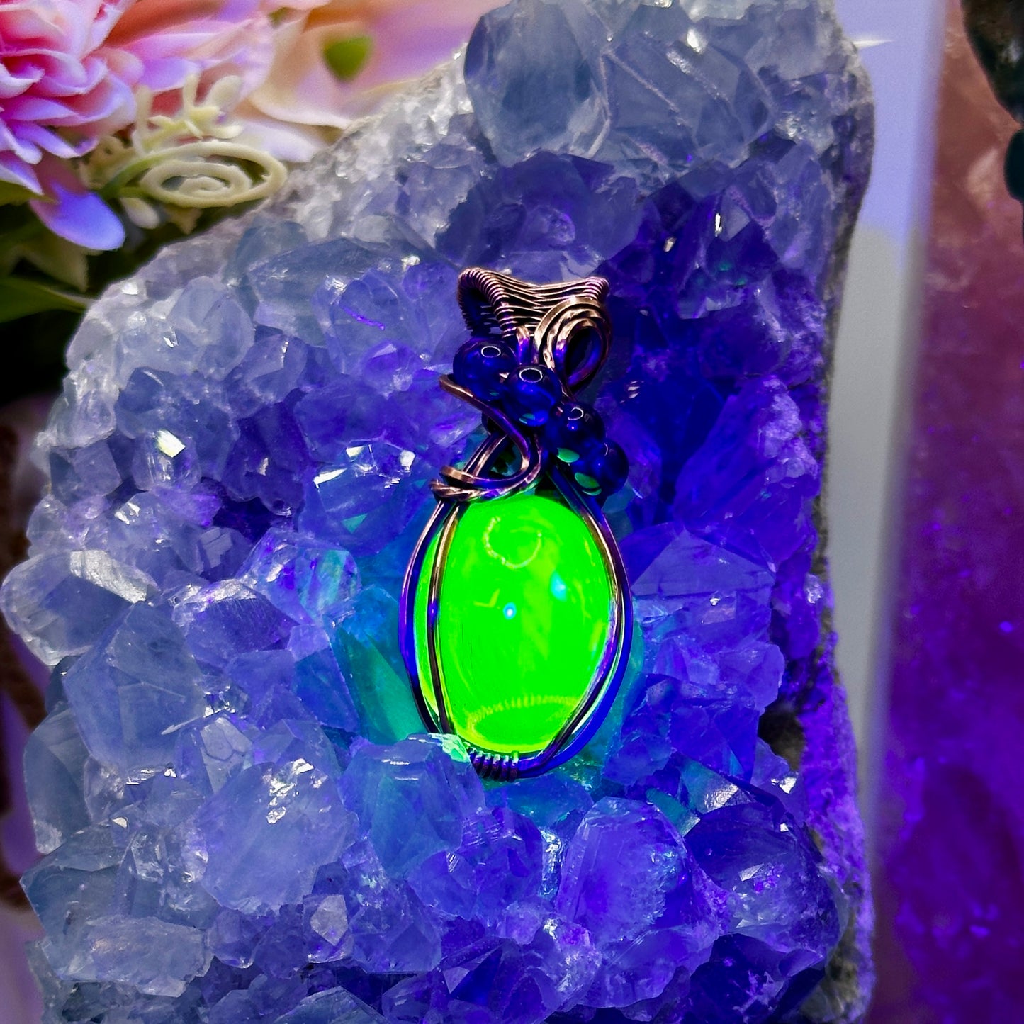 Uranium Glass Pendant in Copper