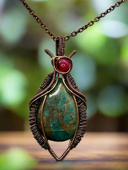 Blue Apatite in Copper Coils