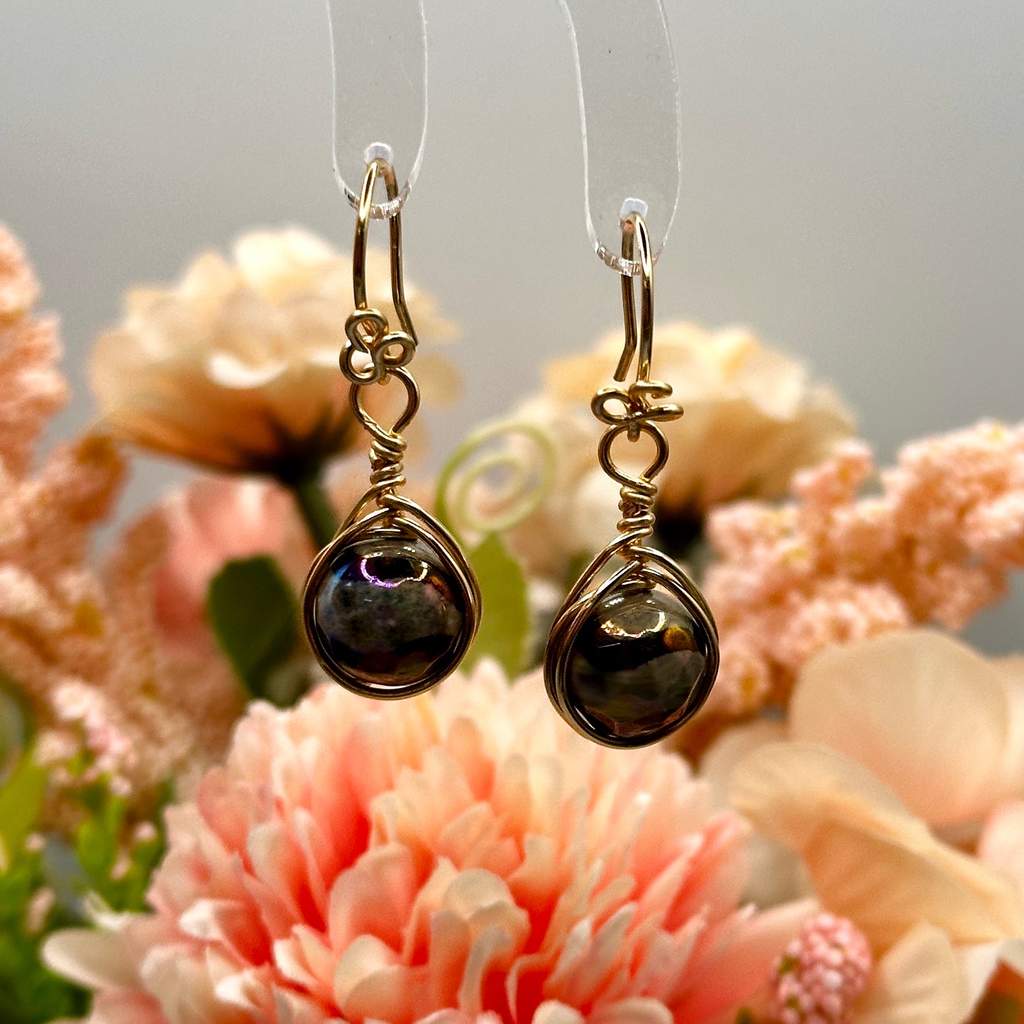 Simple Bead Earrings w/ Clover Detail