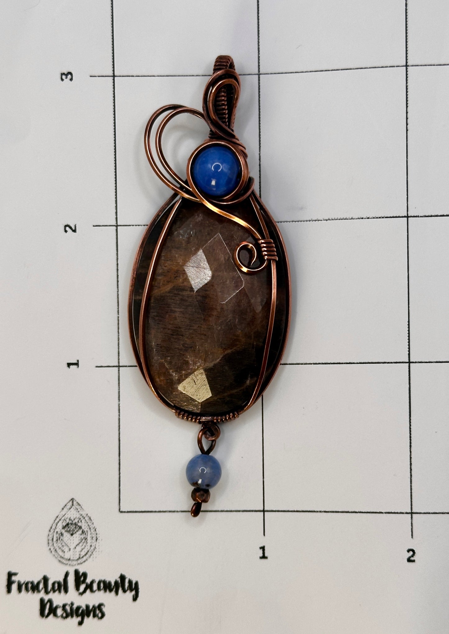 Black Moonstone w/ Blue Lace Agate Beads in Copper