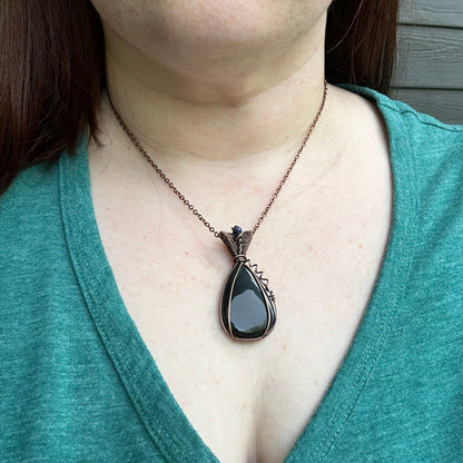 Blue Tigers Eye Pendant in Copper