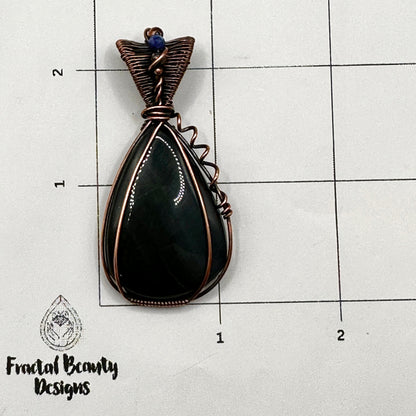 Blue Tigers Eye Pendant in Copper