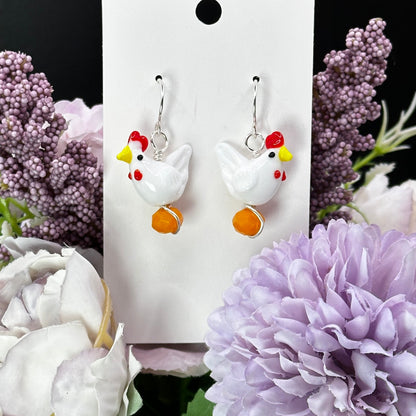 Chicken Earrings (silver)