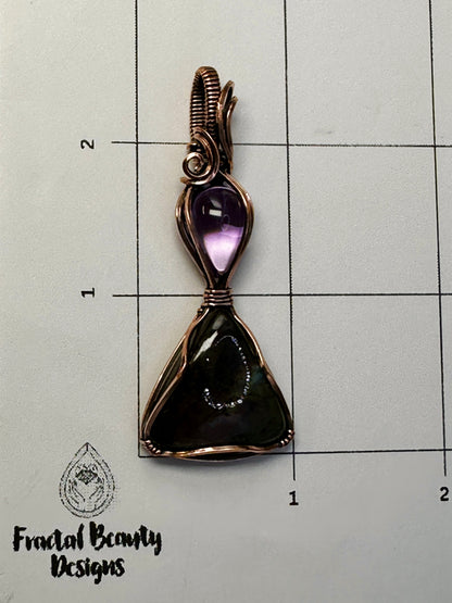 Labradorite & Amethyst Double Pendant