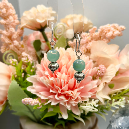 Green Silver Earrings