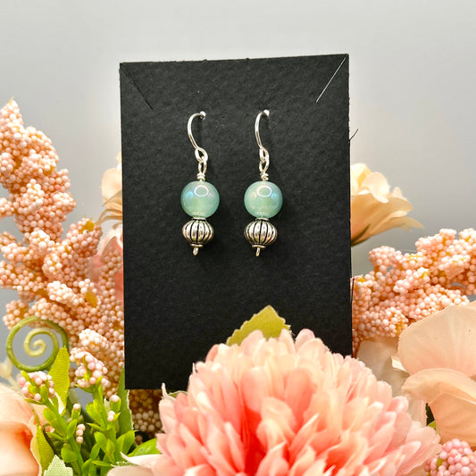 Green Silver Earrings