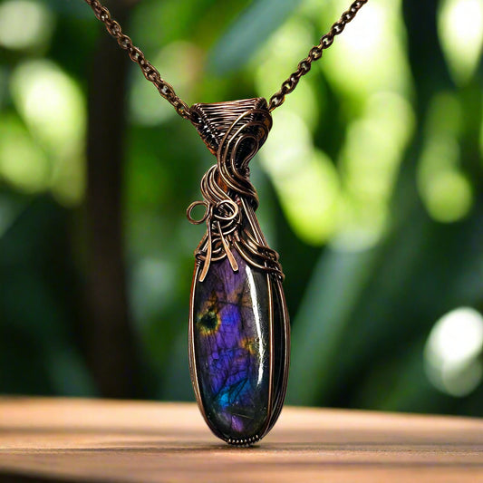 Rainbow Labradorite w/ Bow in Copper