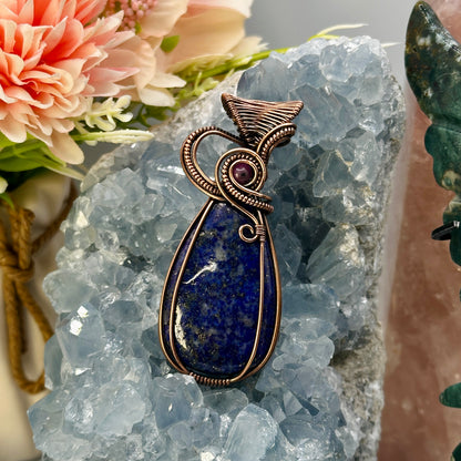 Lapis Lazuli in Copper w/ Ruby Bead