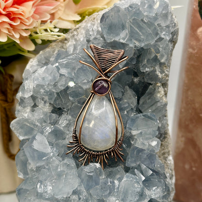 Moonstone Pineapple w/ Amethyst Bead