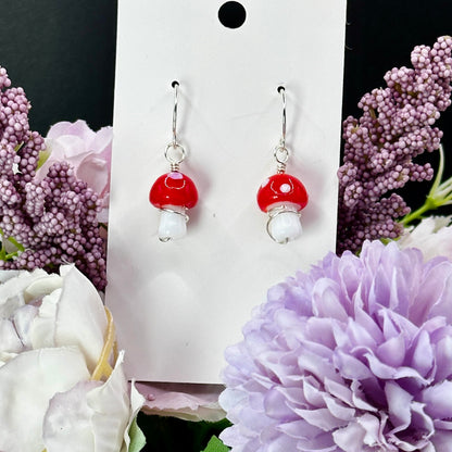Mushroom Bead Earrings in Silver