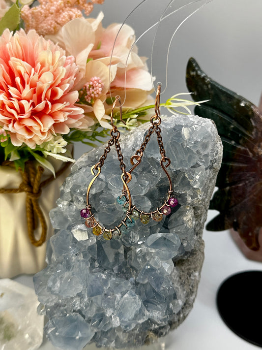 Rainbow Bead Horseshoe Earrings