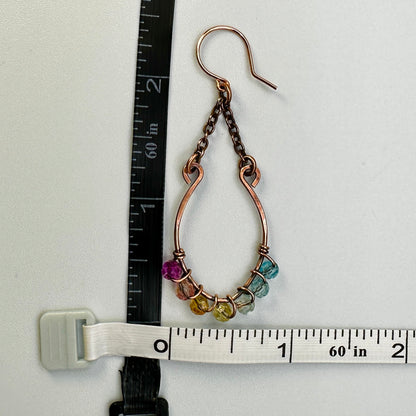 Rainbow Bead Horseshoe Earrings