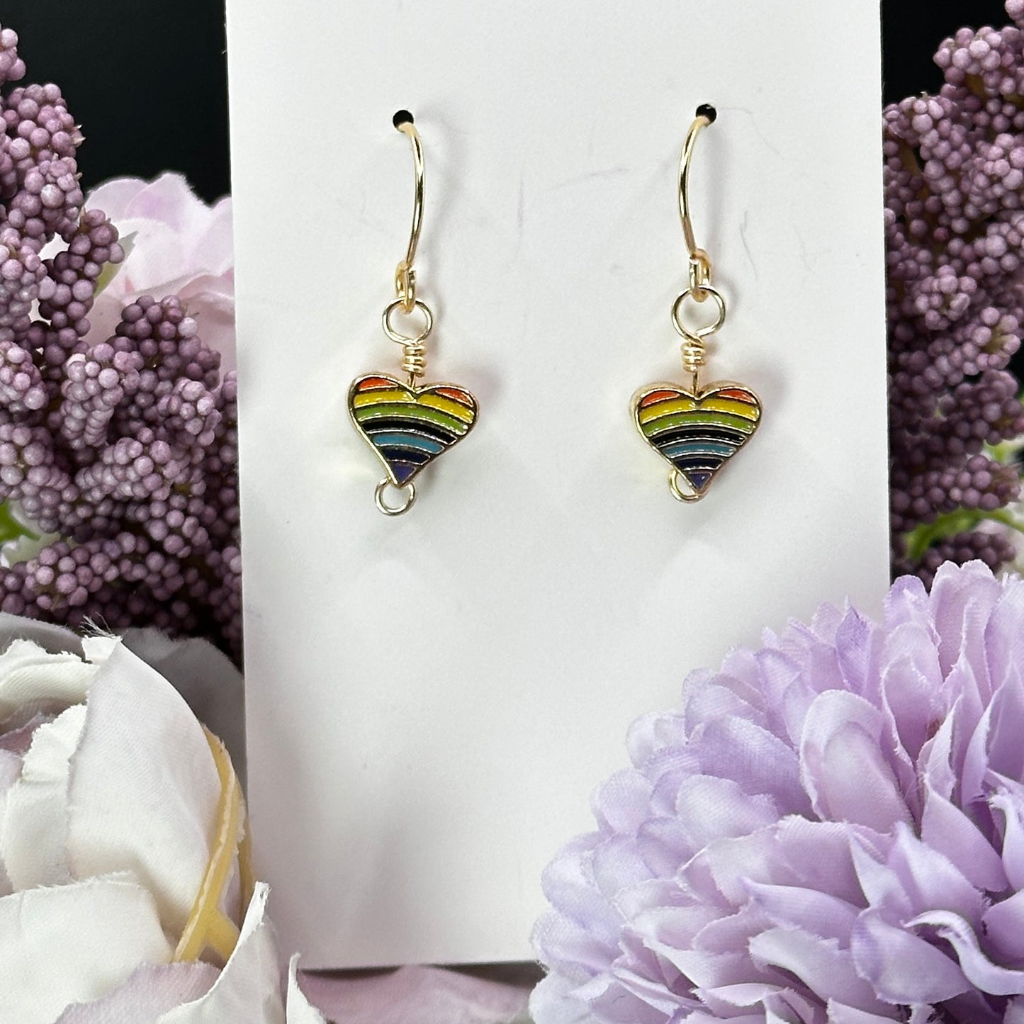 Gold Rainbow Heart earrings