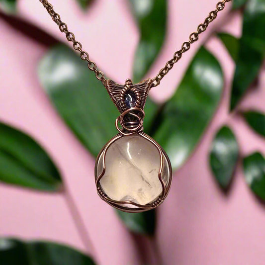 Rose Quartz w/ Tanzanite in Copper