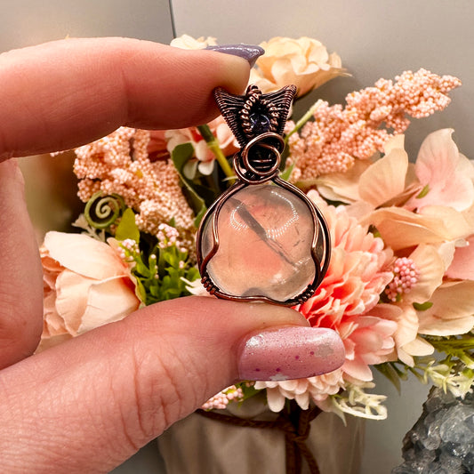 Rose Quartz w/ Tanzanite in Copper