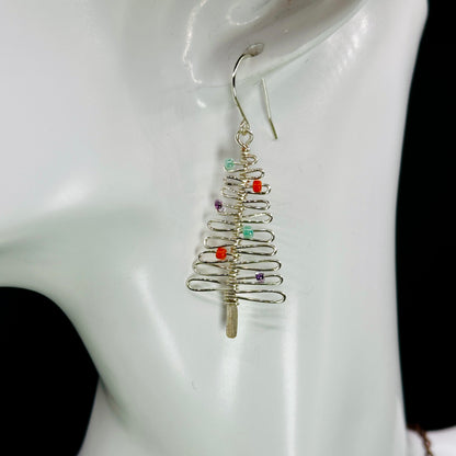 Showgirl themed (mint and orange) christmas earrings in silver